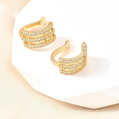 Латунные серьги-манжеты из прозрачного кубического циркония, c-образный