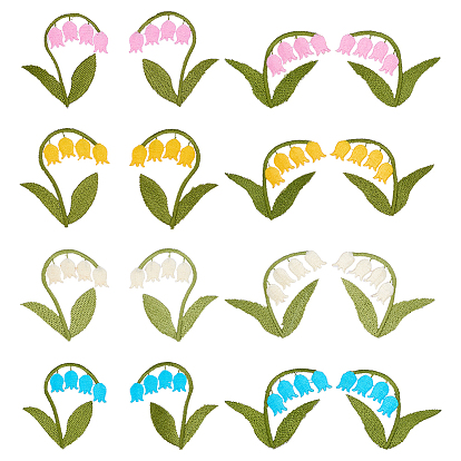 16 Stück 16 Farben Polyester- und Baumwoll-Kleidungsaufnäher, Lilie Blume