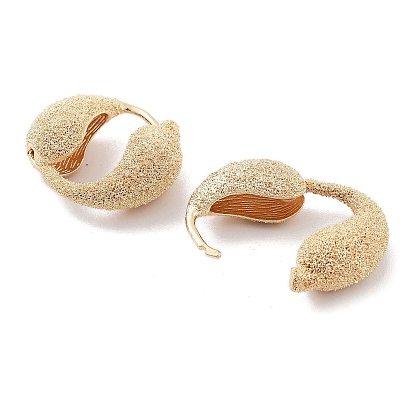 Brass Hoop Earrings, Textured Magatama