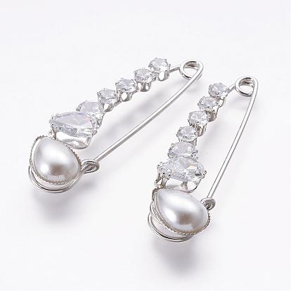 Iron Safety Brooch, with Grade A Rhinestone and Resin