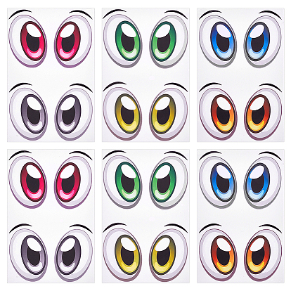6 листы 3 цветная бумага наклейки с картинками, глаза