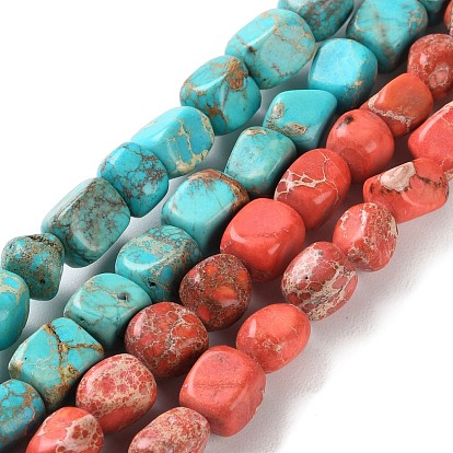 Окрашенные натуральные нитки из бисера имперской яшмы, самородки, упавший камень