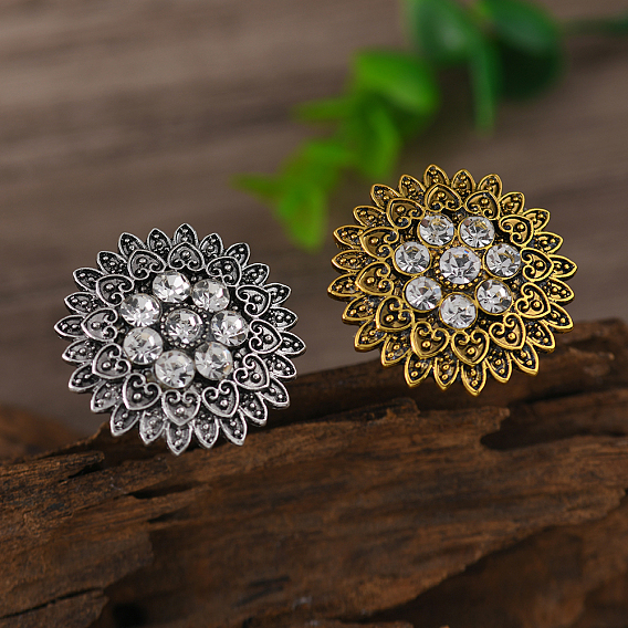 Винтажные кольца в ближневосточном стиле с цветочным рисунком, выполненные из цинкового сплава и украшенные стразами., эффектные кольца