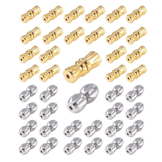 100 Sets 2 Colors Brass Screw Clasps for Necklaces, Barrel