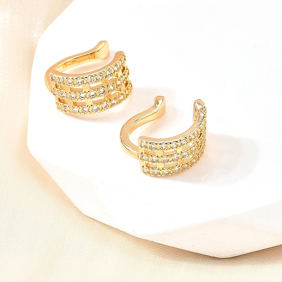 Латунные серьги-манжеты из прозрачного кубического циркония, c-образный