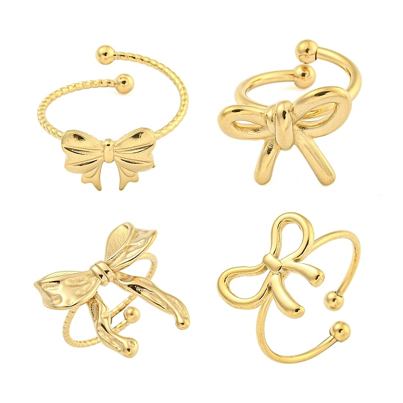 Ионное покрытие (ip) 304 открытые манжеты из нержавеющей стали для женщин, бантом