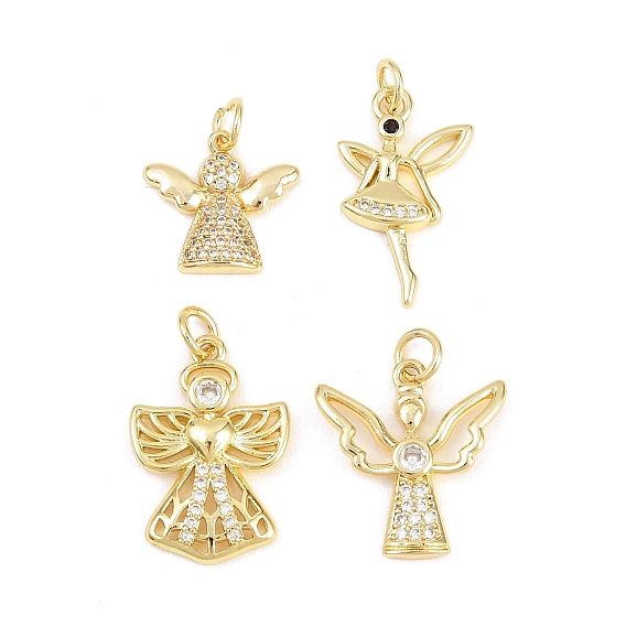 Латунные микро проложить кубического циркония подвески, ангельские прелести, долговечный, стойки покрытие, без свинца и без кадмия, прозрачные