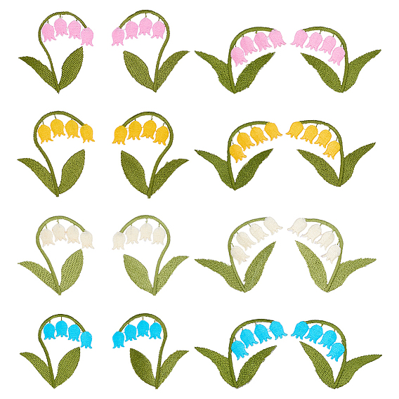 16 Stück 16 Farben Polyester- und Baumwoll-Kleidungsaufnäher, Lilie Blume