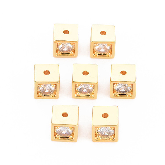 Placage de crémaillère en laiton micro pavé de perles de zircone cubique claires, sans nickel, cube