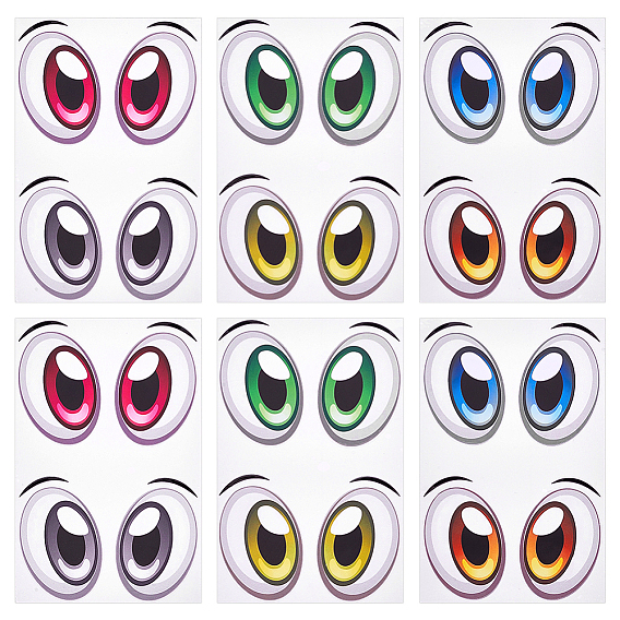 6 листы 3 цветная бумага наклейки с картинками, глаза