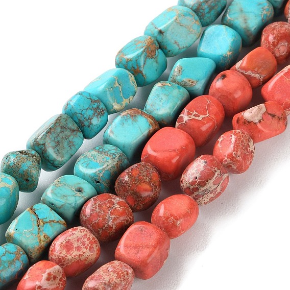 Окрашенные натуральные нитки из бисера имперской яшмы, самородки, упавший камень