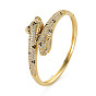 Brass Micro Pave Cubic Zirconia Snake Bangles for Women, Nickel Free