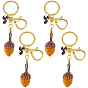 4Pcs Handmade Yarn Acorns with Alloy Enamel Squirrel Pendant Keychains, with Zinc Alloy Lobster Claw Clasps and Split Key Rings