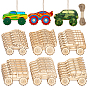 36Pcs 6 Styles Car Unfinished Blank Wooden Pendants Set for Painting Arts, Pyrography, Home Decor, with Jute Cord