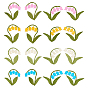 16 Stück 16 Farben Polyester- und Baumwoll-Kleidungsaufnäher, Lilie Blume
