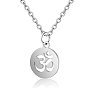 201 Stainless Steel Pendants Necklaces, Flat Round with Ohm