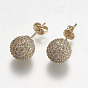Brass Micro Pave Cubic Zirconia Earring, Ball Stud Earrings