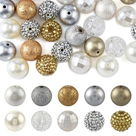 50 шт 10 стили прозрачные смоляные стразы градуированные бусины, с акриловыми круглыми бусинами внутри