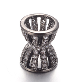 Micro en laiton pavent zircone cubique caps fleur de perles, 12x10mm, Trou: 7mm