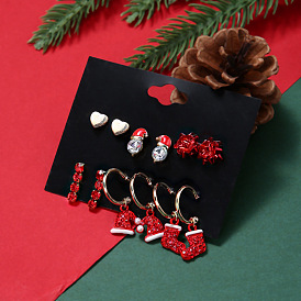 Snowman Flower Shoes Hat Heart Red Minimalist Earrings - Original Design