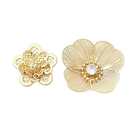 Латунный кабошон, со стразами, долговечный, без никеля , цветок