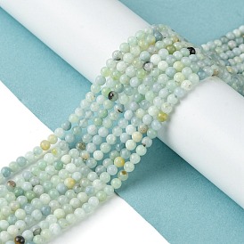 Natural Flower Amazonite Beads Strands, Round, Grade A