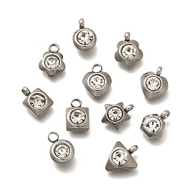 201 Stainless Steel Charms, with Crystal Rhinestone