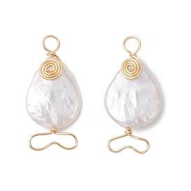 Натуральные кеши жемчужные подвески, очарование рыбы, с экологически чистой медной проволокой, золотой свет