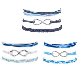 Boho Wave Waterproof Wax Thread Bracelet Set - 8 Strand Braided Retro Beachy Charm Jewelry