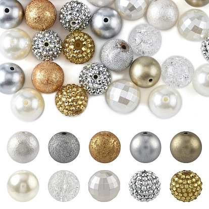 50 шт 10 стили прозрачные смоляные стразы градуированные бусины, с акриловыми круглыми бусинами внутри