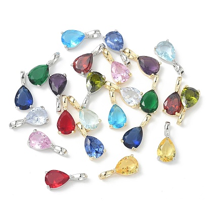 Латунные подвески с камнями по знаку зодиака., подвески в форме капли из одиночного кубического циркония, без кадмия и без свинца