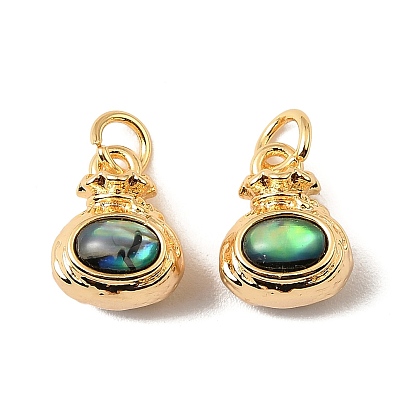 Натуральные талисманы из ракушек пауа, с латунными оправами и соединительными кольцами