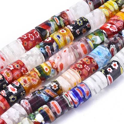 Column Handmade Millefiori Glass Beads Strands