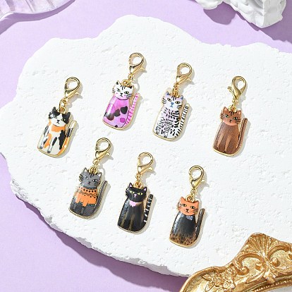 Украшение подвески из сплава эмали, с цинковым сплавом застежками омаров коготь, форма кошки