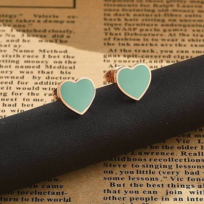 304 серьги из нержавеющей стали эмаль, ионное покрытие (ip), сердце