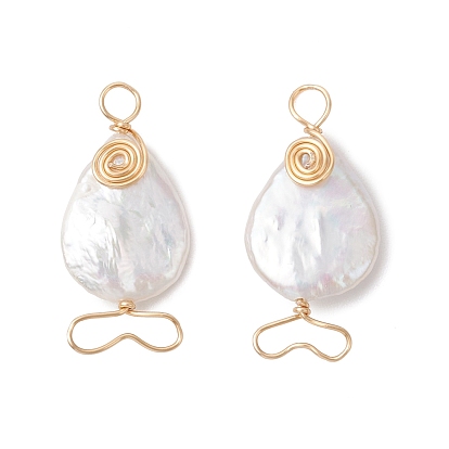 Натуральные кеши жемчужные подвески, очарование рыбы, с экологически чистой медной проволокой, золотой свет