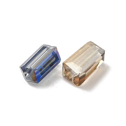 Electroplate Glass Beads, Faceted, Cuboid