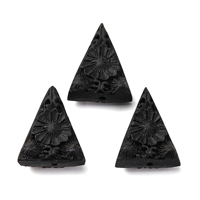Киноварь бисера, резные лакированные, Треугольник с цветком