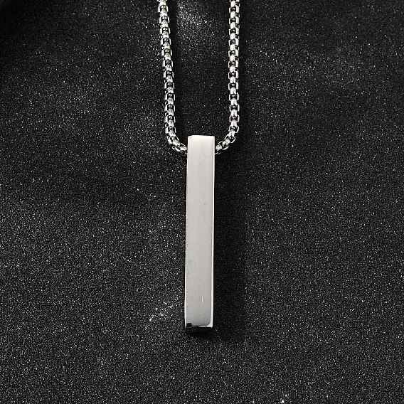 304 подвесные из нержавеющей стали ожерелья, с коробчатой цепью и подвесками для ручной полировки, прямоугольные