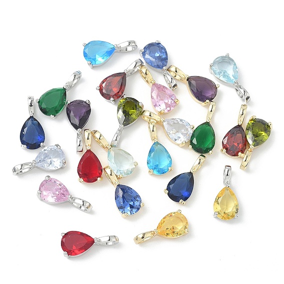 Латунные подвески с камнями по знаку зодиака., подвески в форме капли из одиночного кубического циркония, без кадмия и без свинца