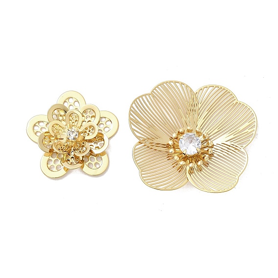 Латунный кабошон, со стразами, долговечный, без никеля , цветок