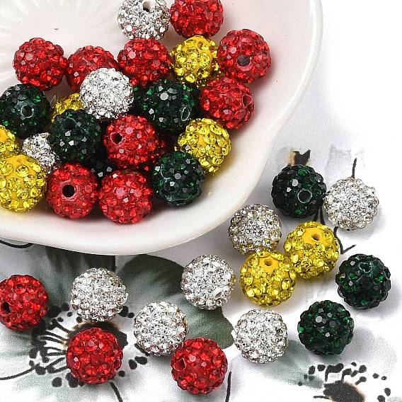 Тема Рождества, стразы класса А, pave disco бусины, cmолы и каолина, круглые