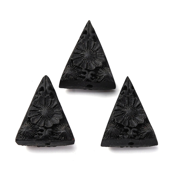 Киноварь бисера, резные лакированные, Треугольник с цветком