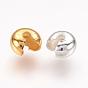 Brass Crimp Beads Covers, Flat Round