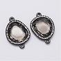 Brass Micro Pave Cubic Zirconia Links, with Glass, Drop, Cadmium Free & Lead Free