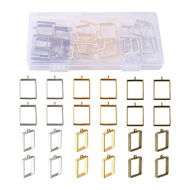 Сплав открытая задняя рамка большие подвески, для diy уф смолы, эпоксидная смола, Прессованные цветочные украшения, без кадмия и без свинца, прямоугольные