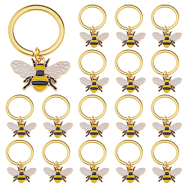 20шт брелок из сплава эмали, Пчелы, с железными кольцами