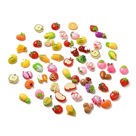 Opaque Resin Fruit & Vegetable Adhesive Back Cartoon Stickers, Pineapple Apple Strawberry Corn Pumpkin Decals for Kid's Art Craft