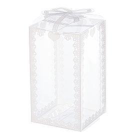 Складные прозрачные коробки из ПВХ, для крафта упаковки конфет свадьба пользу подарочные коробки, прямоугольник с бантом шаблон