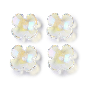 Electroplate Glass Bead Caps, Color Plated, 4-Petal Flower